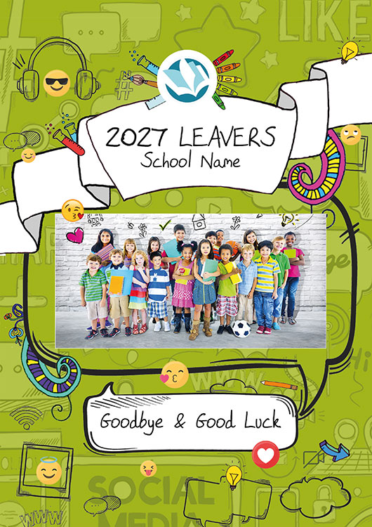 Doodle Green school yearbook template