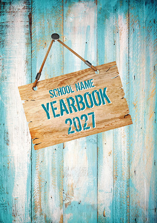 Wooden Sign school yearbook template
